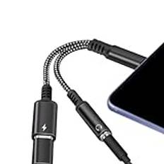 Hörlursadapter till USB C, Hörlursuttag Adapter - 3,5 mm Audio Splitter Kabeldelare - Laddare Adapter, Hörlursdelare, Audio Splitter för män, kvinnor, de flesta enheter, hörlurar