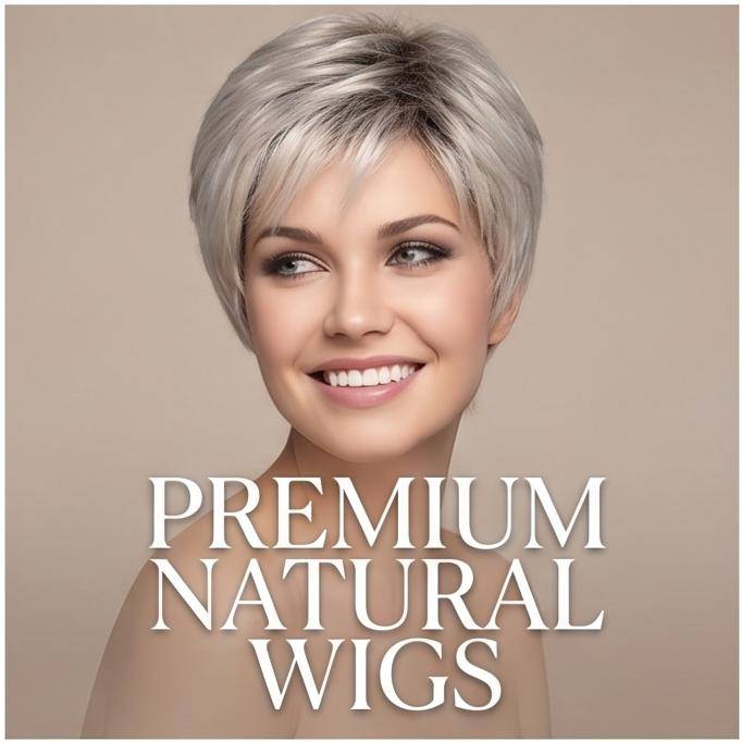 Kort Rak Sidbena Syntetisk Peruk, Voluminös Naturlig Stil, Andningsbar för Daglig & Festanvändning, Svart-Vit & Platinablond, Lätt att Styla white