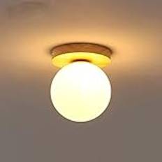 Globe taklampa Modern vitt glas Halv infälld taklampa, trä hallbelysningsarmaturer E27 taknära lampor för kök Loft Cafe Bar Korridor