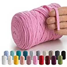 MeriWoolArt® Naturligt Textil Garn Band 10 mm 150 m Bomull Band Garn för Virka Stickning, Bomull T-shirt Garn för Makramé, Garn för Hantverk Makramé Vägg Hängande, Viskos och Återvunnen Bomulls Sladd