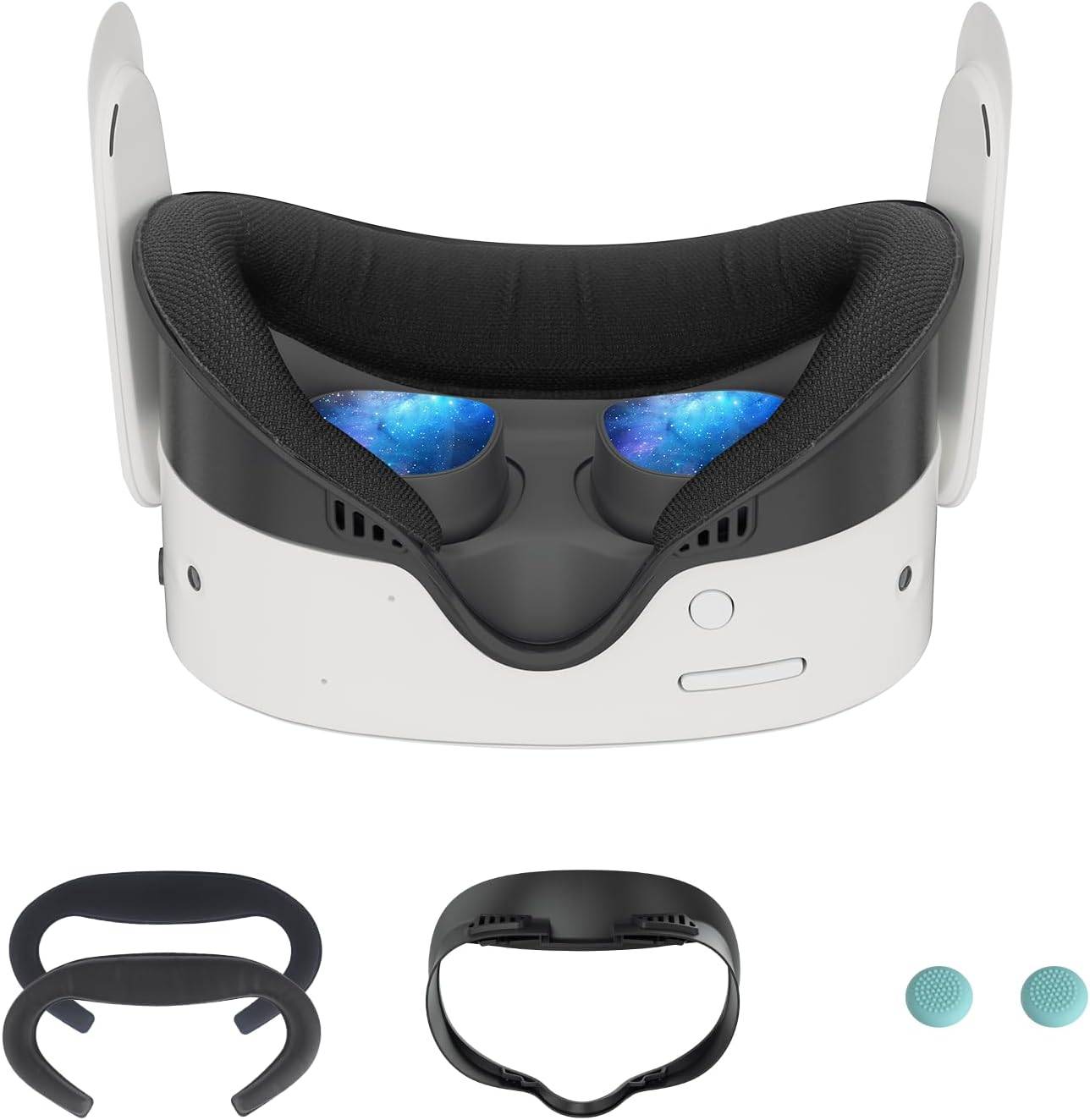 Facial Interface & Face Cover Pad for Oculus Quest 3s Accessories Sweatproof PU Leather Face Cushion Breathable Mesh Cloth Cover