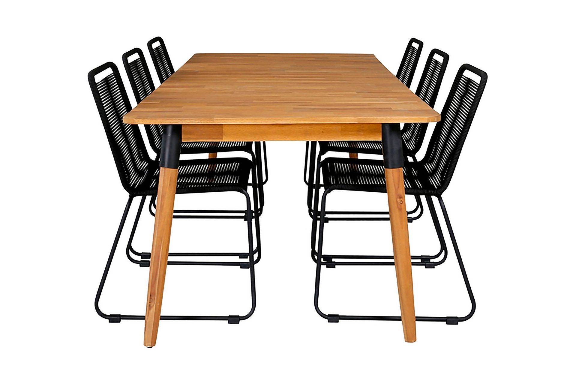 Julian Matgrupp 210cm + 6 Lindos Stapelbara Matstolar Brun/V - Brun/Vit utomhus Brun,Svart Venture Home