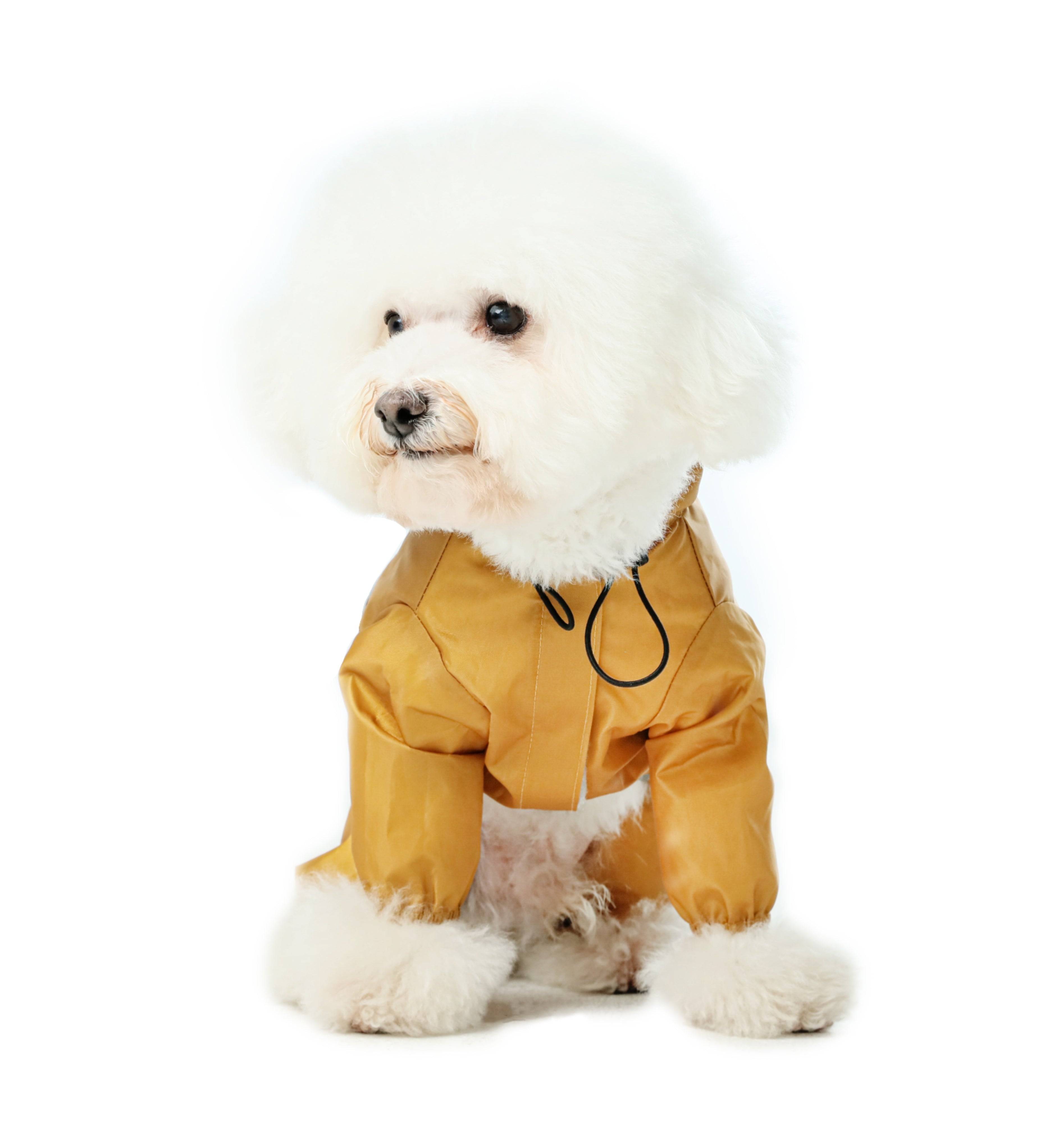 Yellow Full Covered Dog Raincoat | Waterproof Hooded Jacket | PEHOM