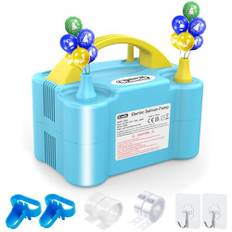 Elektrische Ballonpumpe, Dr.meter 600W Luftballonpumpe Ballonpumpe mit Doppeldüse Inflatorgebläse Tragbare Pumpe Elektrische Ballonpumpe Mit Ballonknoten für Party, Hochzeit, Geburtstag Deko, Blau