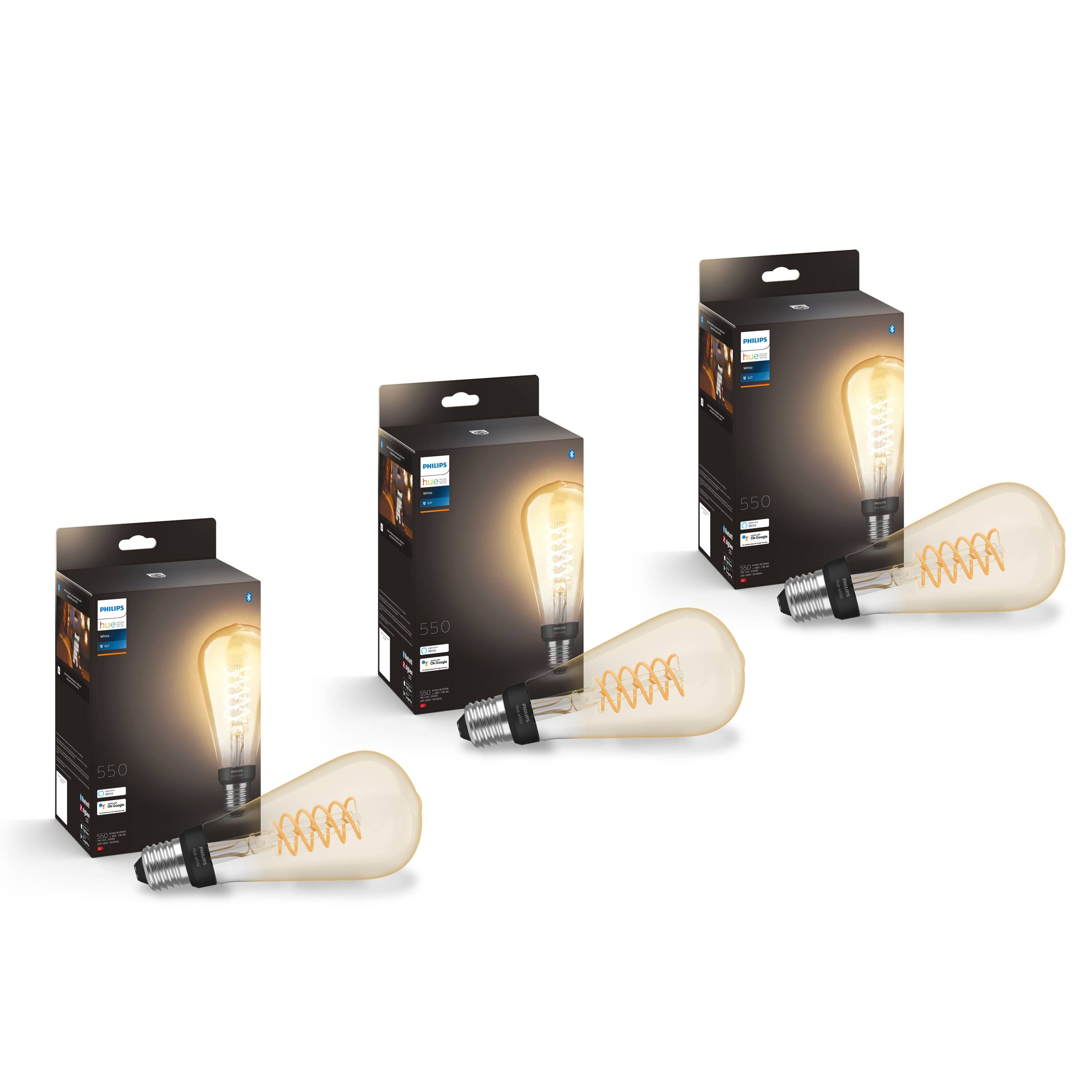 Philips Hue - 3x E27 Filament ST72 - White Ambiance - Pakke - Fri fragt og klar til levering - Prismatch