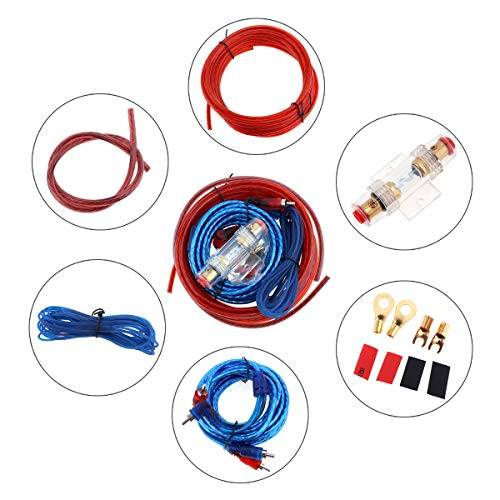 ePathChina 10 Gauge Förstärkare Installationssats, Bil Audio Wire Ledningar Förstärkare Subwoofer Installationssats, Högtalarkablar Bil Strömsladd med säkringshållare