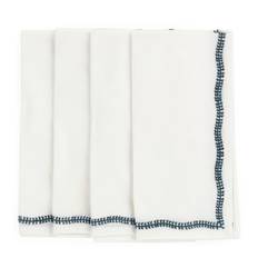 Chamois - White Embroidery servetter 50x50 cm 4-pack true navy