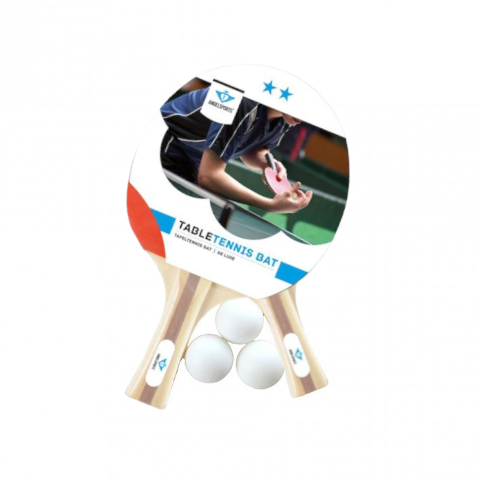Bordtennis Sæt - 3x Bolde og 2x 2-Stjernet Bat.