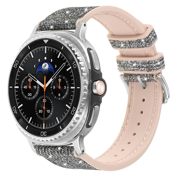 Galaxy Watch 8 (44/40 mm)/8 Classic (46mm) Armband Glitter Decor (Svartsilver)