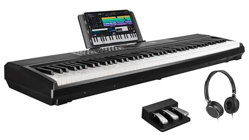 STRICH E-Piano 88 Tasten Gewichtet Klavier mit Sustain-Pedal, Hammermechanik-Digitalpiano, 2x15W integrierte Lautsprecher, vollwertiges E-Piano mit USB-MIDI-Verbindung, SDP-120