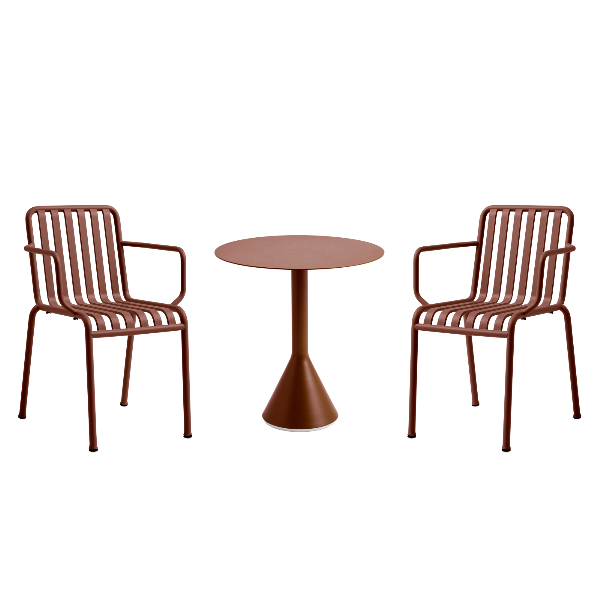 HAY Palissade Sæt 2 x Palissade Armchair Og Et Cone Table Ø70 - Iron Red