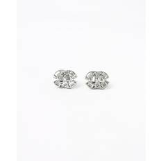 CHANEL CC Rhinestone Earrings - Silver (0.7 cm x 1.6 cm)