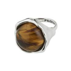 Pilgrim Ring 'Sense'  brun-meleret / sølv