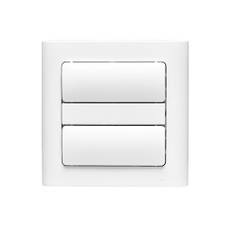 Smartkontakten Zigbee kontakt/lysdæmper til LK Fuga med tænd/sluk tangenter i blank med Baseline 63 ramme & monteringsramme