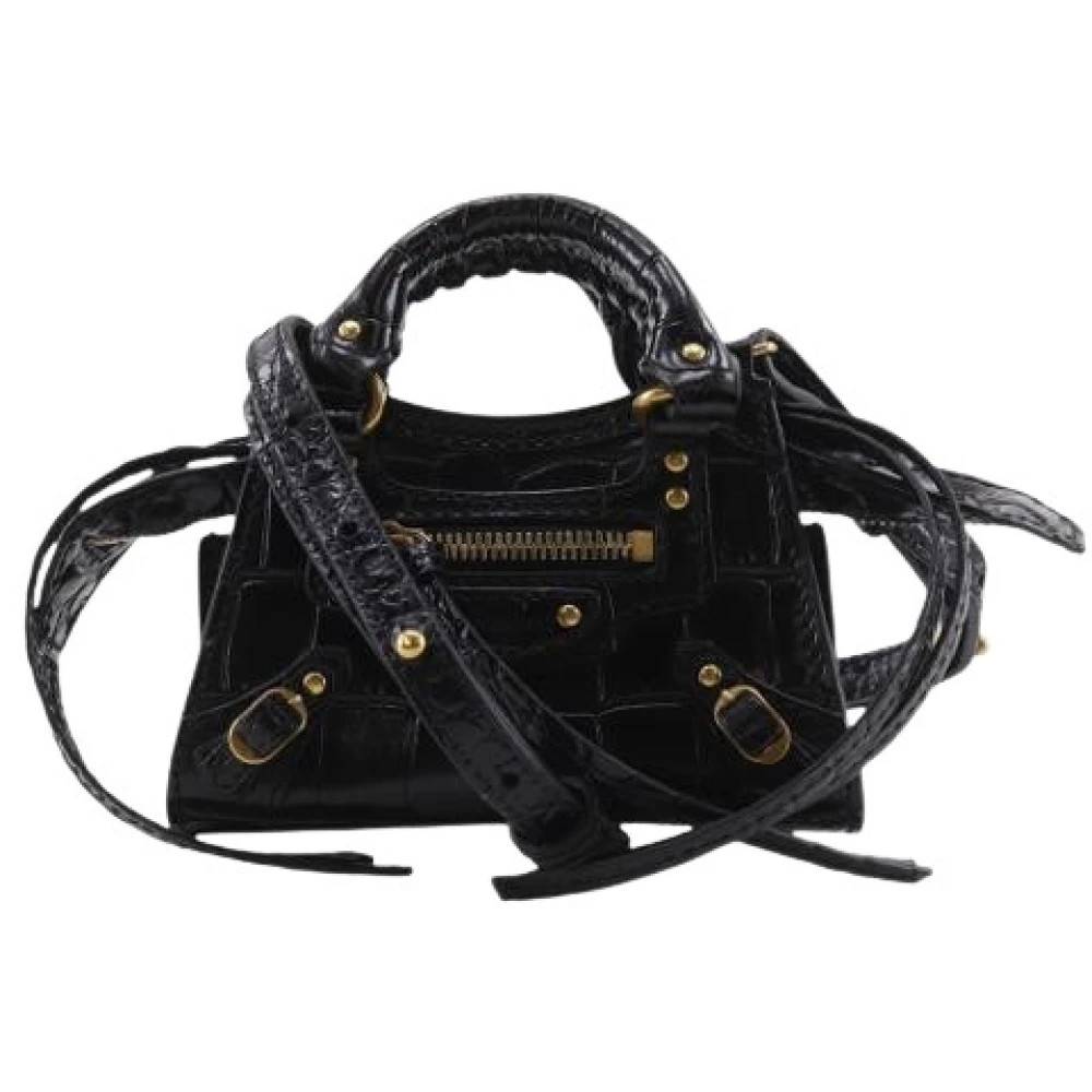 Balenciaga Vintage Pre-owned Neo Classic Nano Embossed Leather Shoulder Bag - Vintage - Dame - Sort - ONE SIZE - Uld