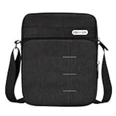 UBAYEE Män Axelväska för iPad Surfplattor upp till 8,5 Tums (22 cm), Tablettfack, Flerfickor, Vattentät, Liten (Svart)