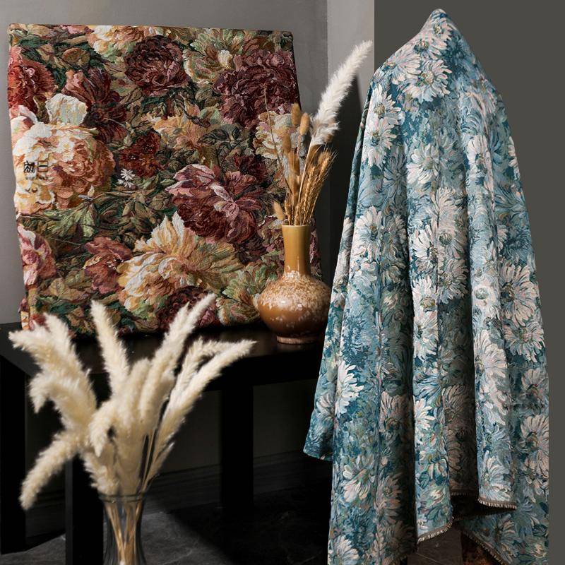 Retro Litterära Solros Jacquard Konsttyger För Diy Sömnad Duk Klänning Klädsel Bakgrundsdekor Lapptäcke Tyg brown