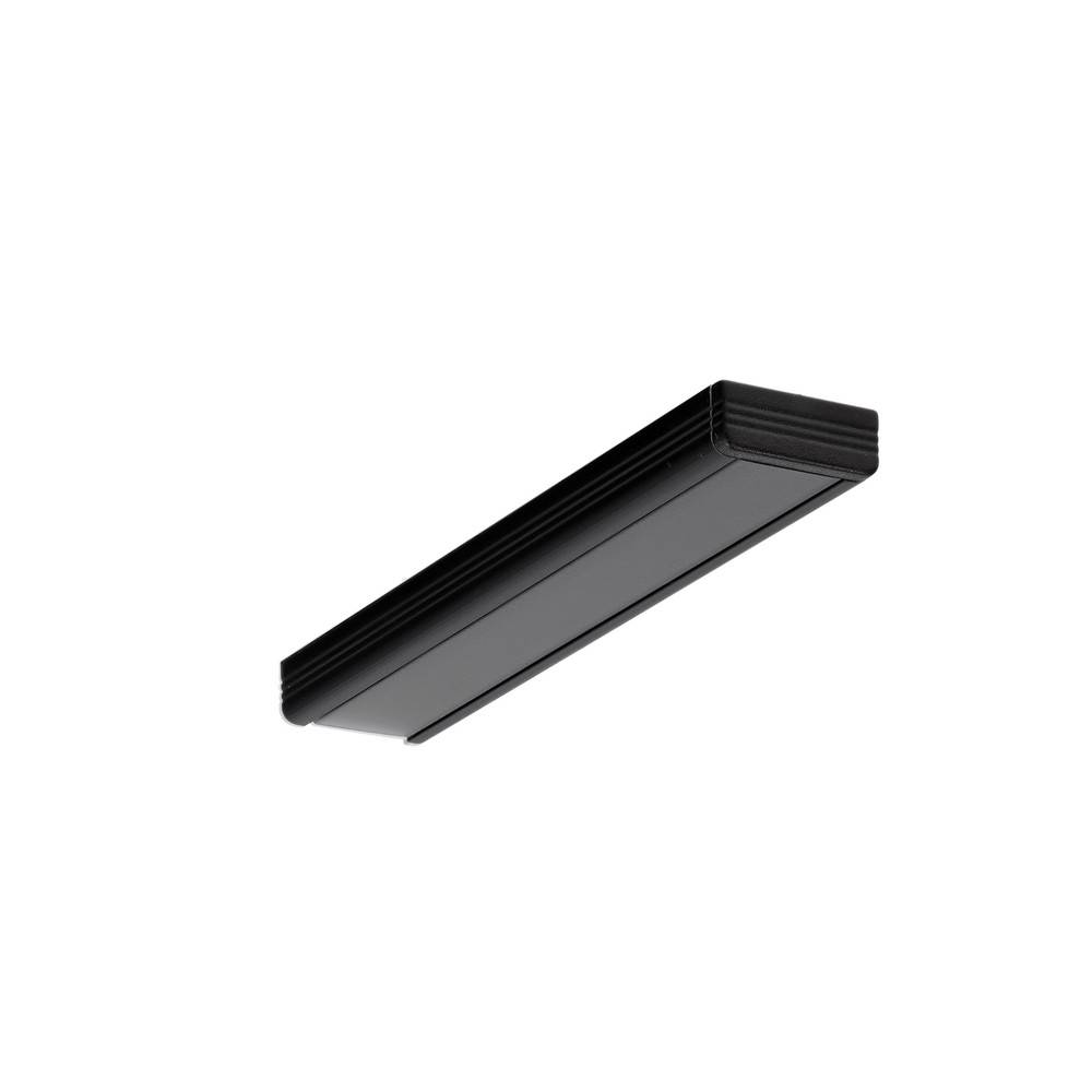 2m aluprofil SURFACE10 BC/UX - Sort anodiseret, påbygning, LED skinne
