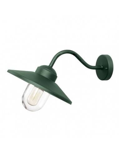 KLAMPENBORG Udendørs væglampe i rustfri stål og glas B42 cm 1 x E27 - Skovgrøn/Klart