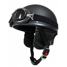 Retro motorcykelhjälm mopedhjälm med glasögon motorcykel helikopter vuxen street cruiser-hjälm retro jethjälm, ECE/DOT-godkänd D, M57–58 cm
