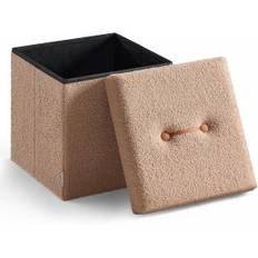 Sittpall Fleeceyta Brun med Förvaring 38 x 38 x 38 cm