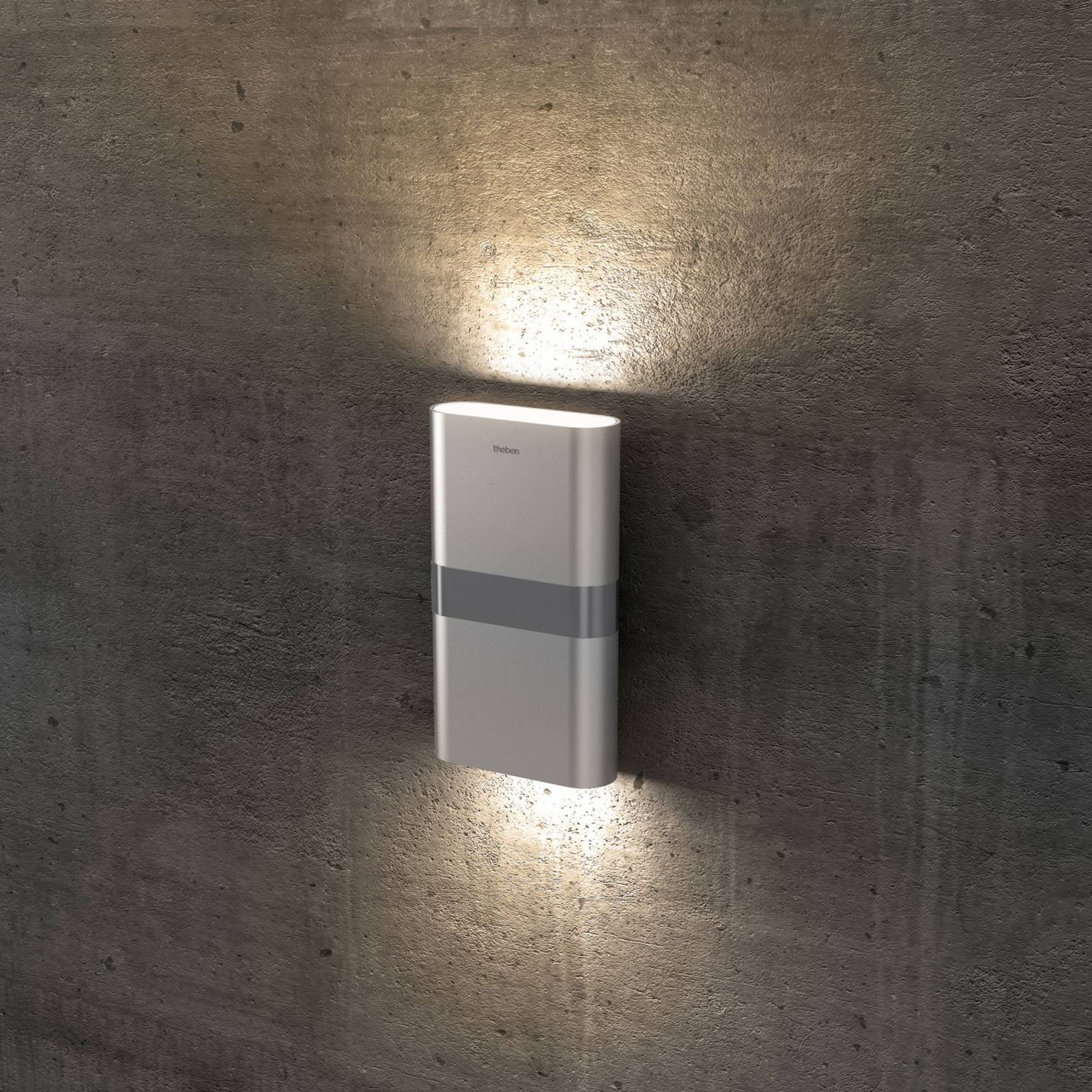 Theben LED utomhus vägglampa theLeda D UDL AL, Aluminium / grå / zink, Aluminium / grå / zink, Modern, LED-vägglampa utomhus