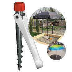 Krinner® Vario Drill parasollställ parasollhållare golvplugg vit för strand jord äng trädgård fritid och camping tillverkad i Tyskland