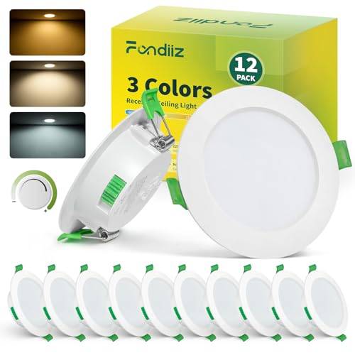 Fondiiz LED Einbaustrahler 230V Dimmbar, 5W, 68mm Lochmaß, IP44, 12er Set