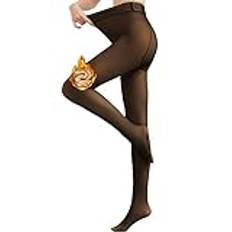 Niwicee fleecefodrade tights för kvinnor extra tjocka varma vinter dubbelfodrade stretch termiska tights falska genomskinliga tights leggings hög midja strumpbyxor, Svart (320 g), S-M