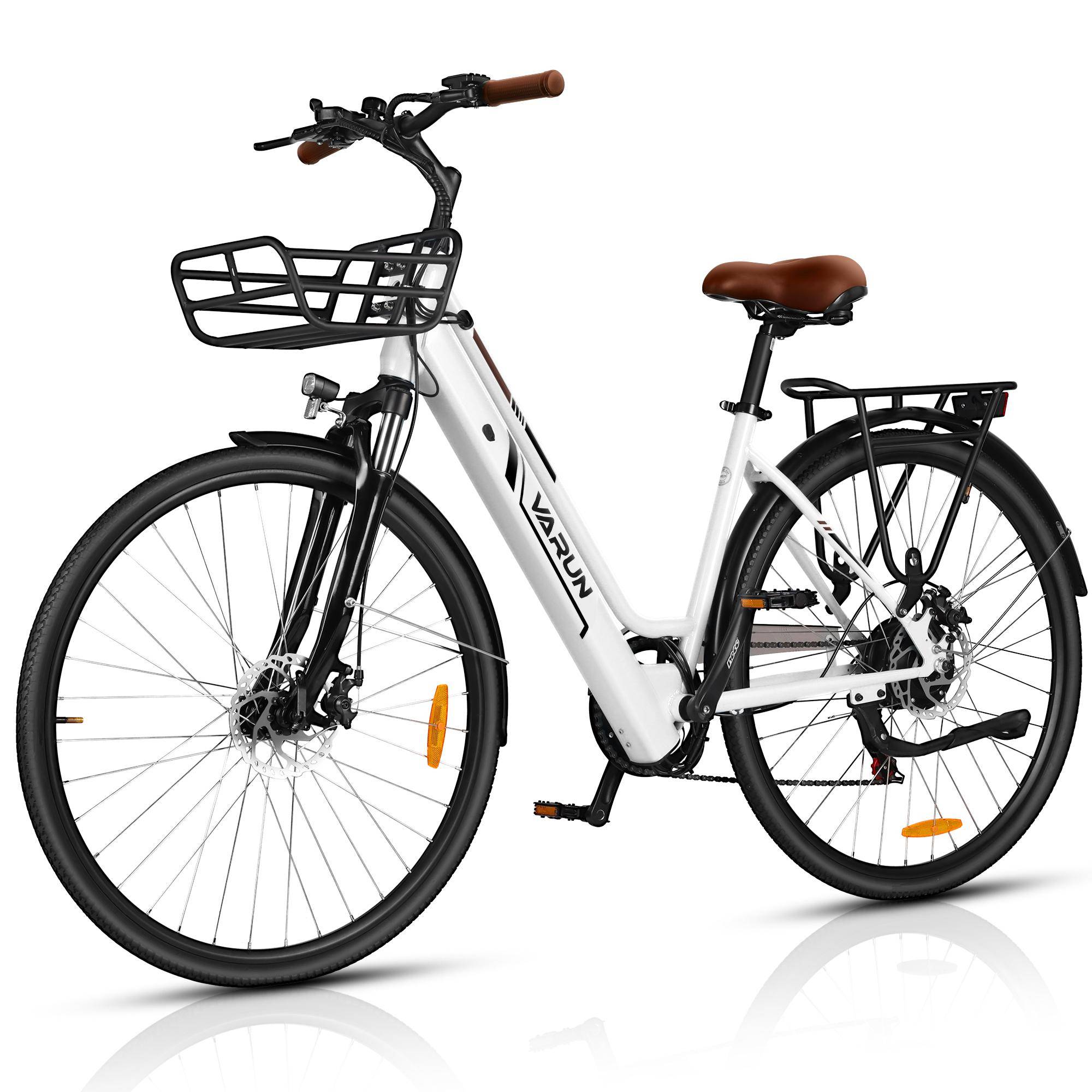 VARUN VARC7008 Damstil City Elcykel Med Sits 250W Motor 36V10Ah Batteri Pendling E-cykel 27.5 Tum Däck Terräng Elcykel vit