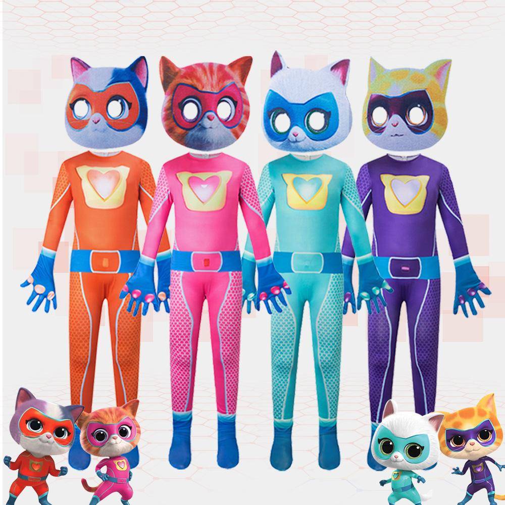 Animekaraktär Cosplay Jumpsuit Superkitties, Halloweenkostymer, Scenkostymer, Superkatter cm