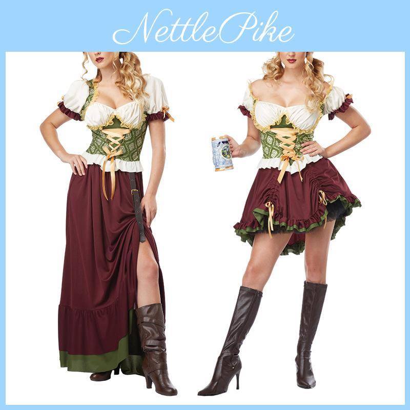 Oktoberfest Cosplay Kostym för Kvinnor Med Stretchig Rund Hals Blus cm beige