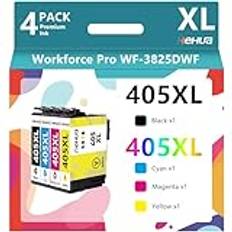 hehua 405XL Multipack Ersättning för Epson 405 XL Patroner 405XL Bläck 405 Printer Patroner Kompatibel med Epson Workforce Pro WF-4820 WF-3820 WF-3825 WF-4825 WF-4830 (1 Svart,1 Cyan,1 Magenta,1 Gul)