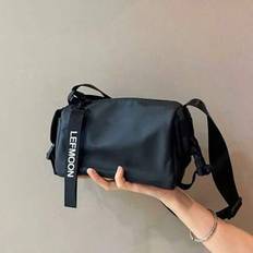 1pc Unisex Fashionable Waterproof Casual Versatile Minimalist Small Round Bucket Bag - Black - one-size