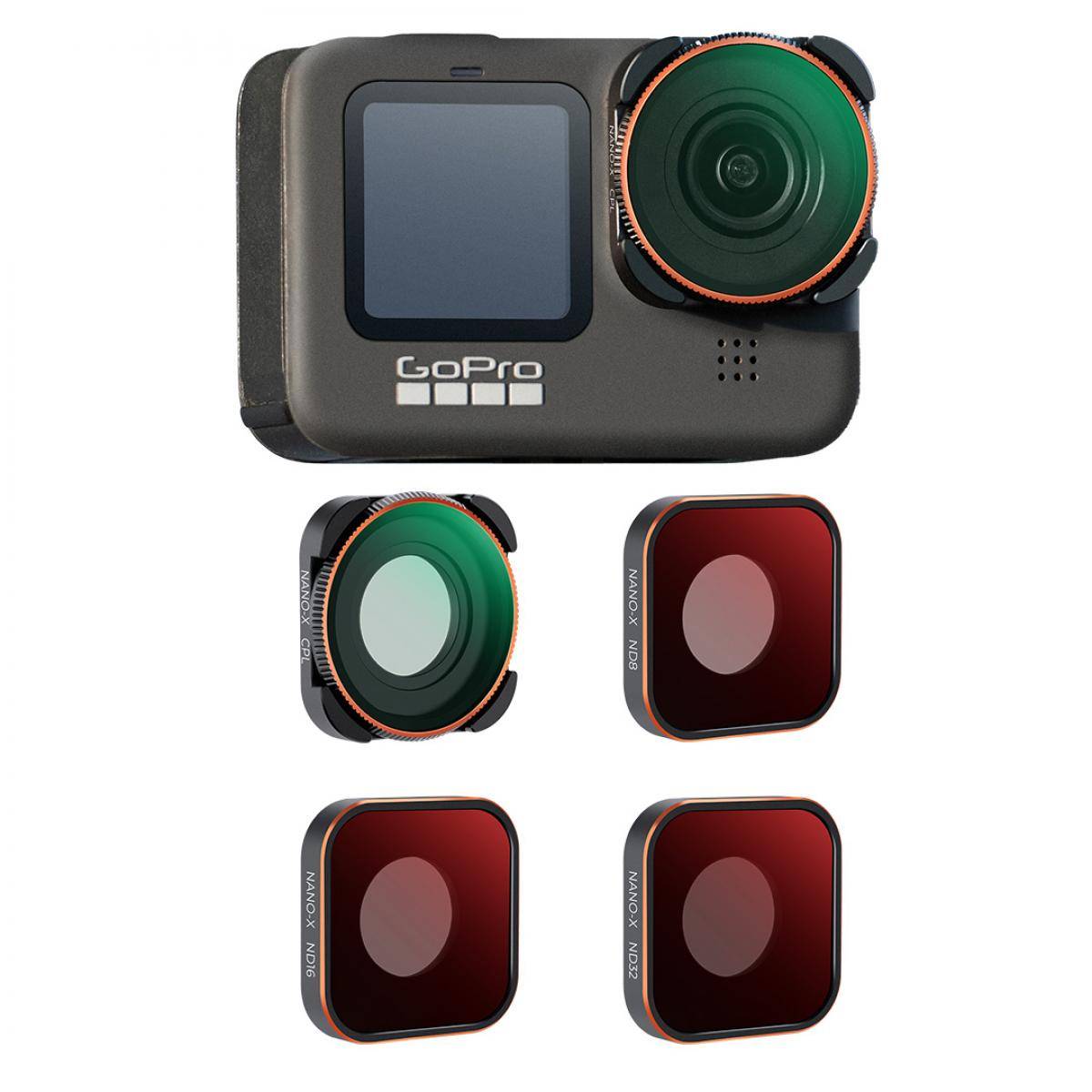 KENTFAITH GOPRO Hero 9/10/11/12/13 ND8 + ND16 + ND32 + CPL 4pcs Set Neutral Density & Polarizing Lens Filter Kit with Anti-reflection Green Film Action Camera Lens Filter Accessories