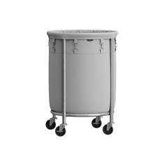 SONGMICS Laundry Basket on Wheels, Laundry Trolley 110L, Round Laundry Hamper with Steel Frame and Removable Bag, 4 Castors and 2 Brakes, Grey and Sil