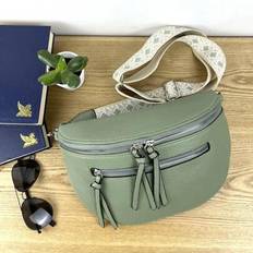 Women Casual Waist Bag, Retro PU Fanny Pack, Multi-Pocket Travel Chest Bag For Outdoor - Water Green - one-size