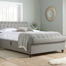 Olivia's Caspian Side Opening Ottoman Bed in Grey - Super Kingsize