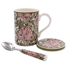 William Morris Honeysuckle - Presentset med mugg, glasunderlägg & tesked