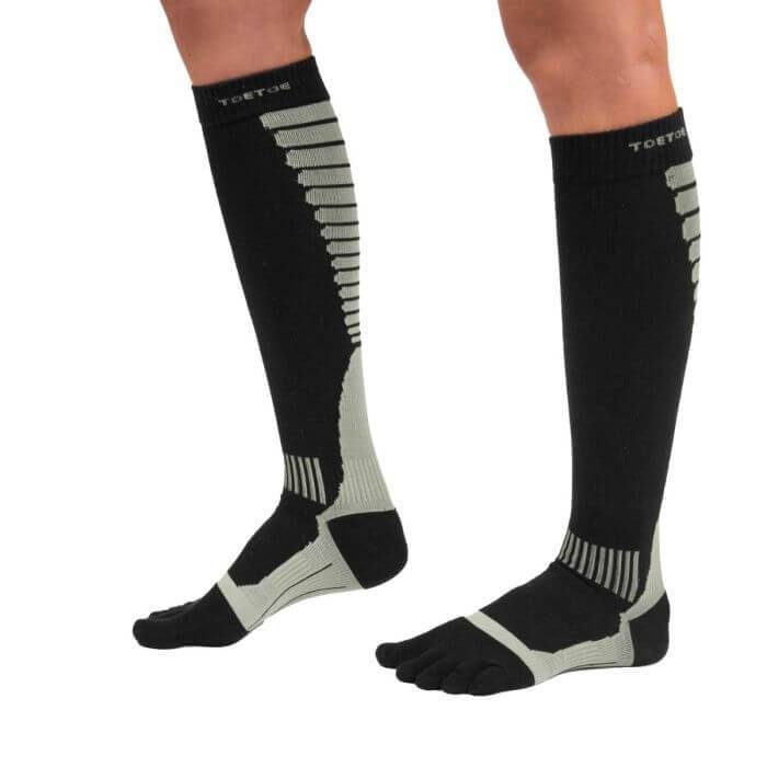 TOETOE Sports kompressionsstrømper med tæer sort/grå str. 39-42.