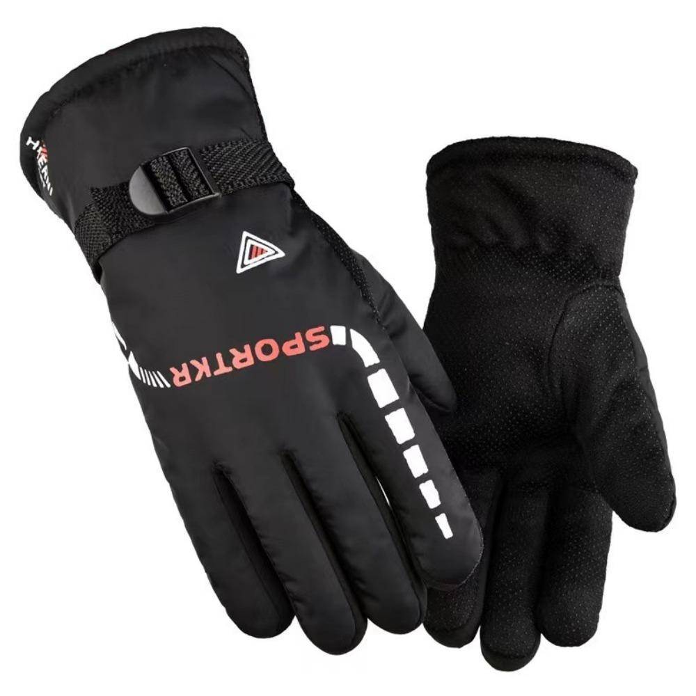 Gloves mens winter womens warm riding cold-proof velvet thickened windproof waterproof cycling motorcycle ski cotton gloves One Size