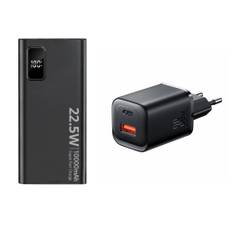 SiGN Super Powerbank 10000mAh med vægoplader 30W - Sort