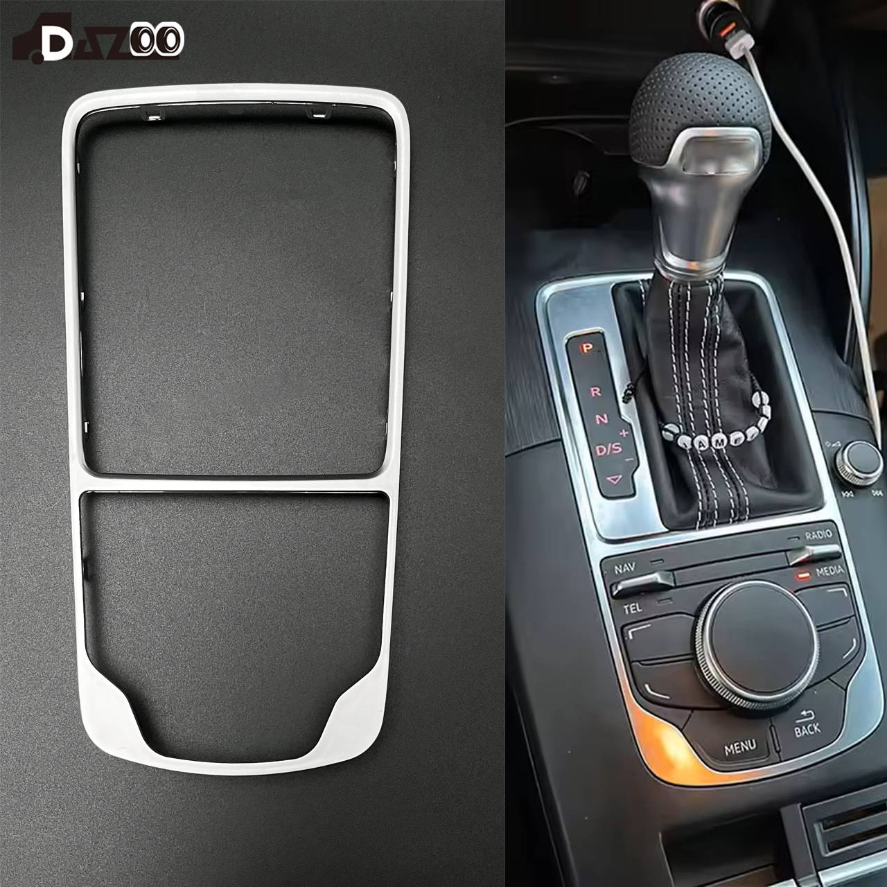 For Audi A3 8V 2014-2018 Silver Chrome MMI Shift Knob Retaining Frame Panel trim Box Decorative Frame  8V0864260A