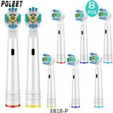 Poleet 8 st utbytes tandborsthuvud eb18- p f&#xF6;r oral b eb18a eb -18a power pro health triumph 3d ren precision vitalitet