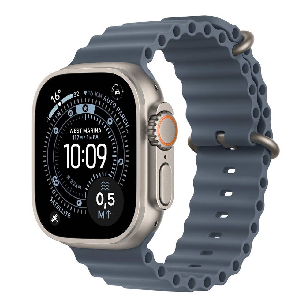 Apple Watch Ultra 3 GPS Cellular 49 mm Naturligt Titanium + Anchor Blue Ocean Band SmartWatch --> I lager, forväntat leveransdatum hos dig 26-02-2026