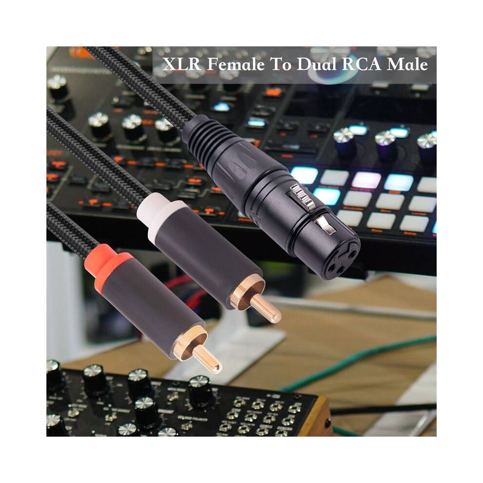 3 Pin XLR Female to Dual RCA Male Y Splitter Cable,Mixer Amplifier Audio Cable,Stereo Audio Interconnect Cable, 2 Meter