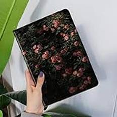 Fodral för iPad Air 4:e / 5:e generationen (2020/2022) 10,9 tums fodral blommönster sött smalt läder folio smart fodral med pennhållare, automatisk uppvakning/sömn (färg: K)