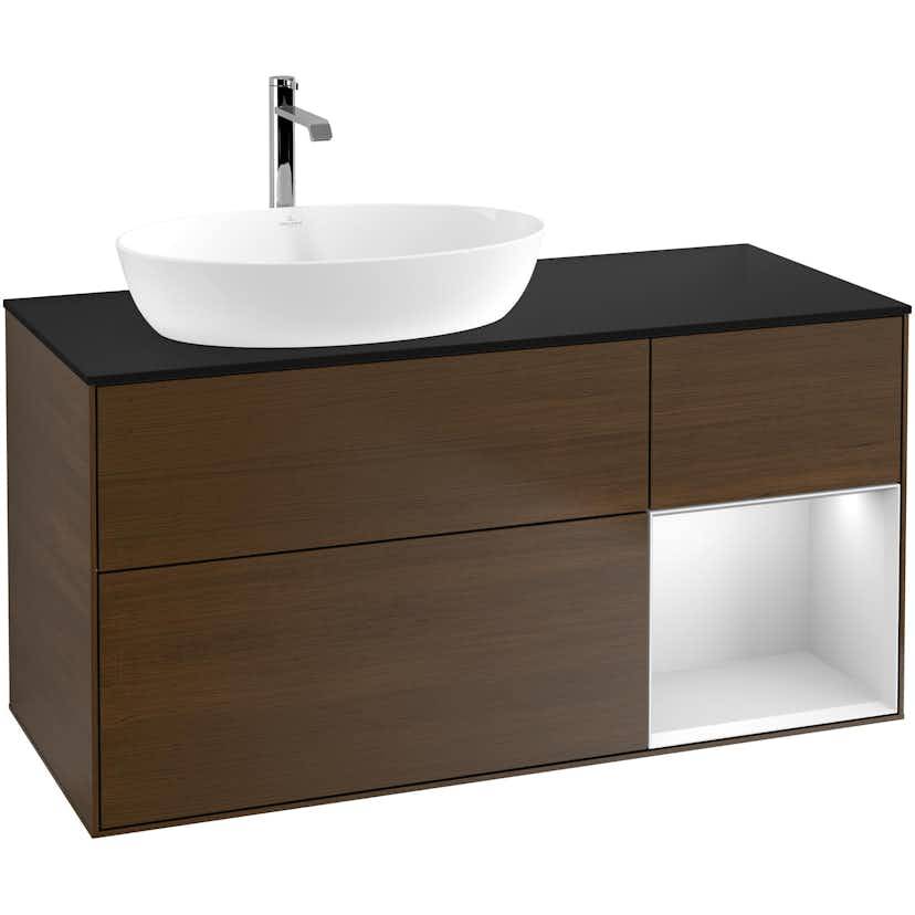 Tvättställsskåp Villeroy & Boch Finion med 3 Lådor Hylla och Bänkskiva för Ocentrerat Tvättställ från Artis & Collaro