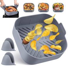 Ysdsy Silikoneform til varmluftsfriture, 20 cm Air Fryer Silikonepotte Genanvendelig Air Fryer Silikonepotte