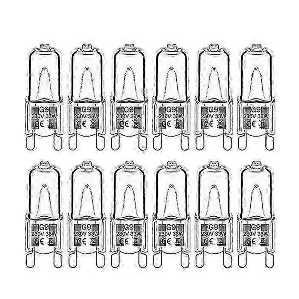 12 stk. 33W G9 halogenpærer varm hvid 2800K 380lm klar 230V_M